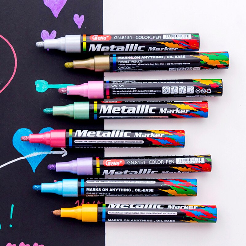 1 kpl öljypohjainen maali metalli markkeri kynät sharpie 3.0mm kulta hopea keraaminen kivi lasi posliinimuki puu kangas kangasmaalaus