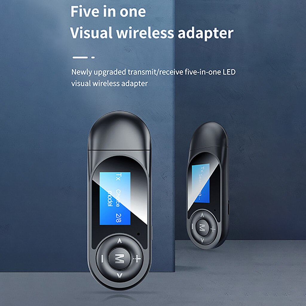 Lcd Draadloze Bluetooth 5.0 Adapter Ontvanger En Zender Combo Met Lcd-scherm Ondersteunt Handsfree Bellen Audio Receptie