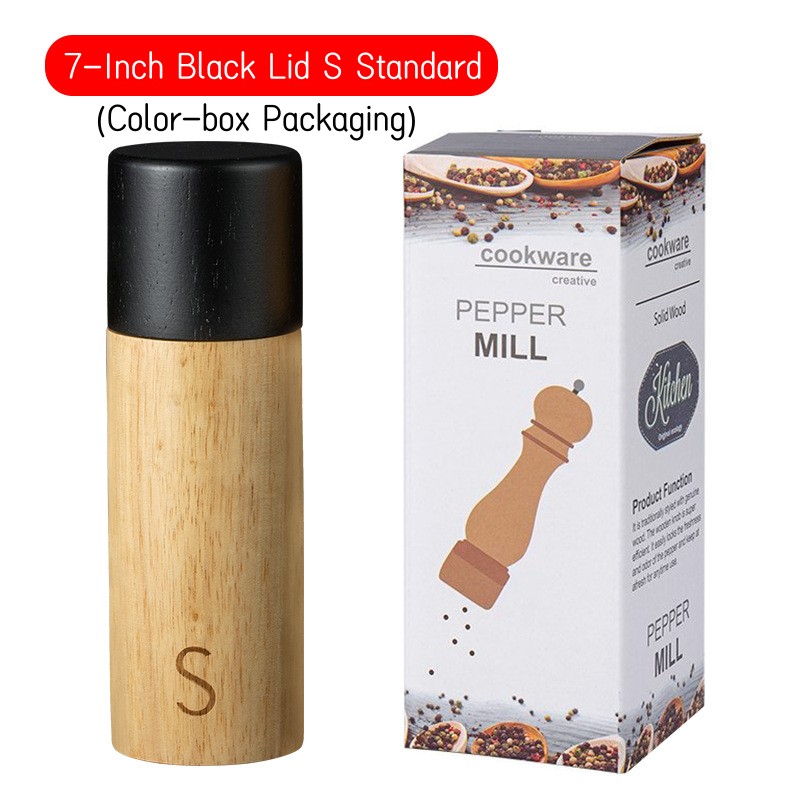 Oak Wooden Pepper And Salt Mill Sets Multifunction Spice Pepper Grinder Refillable Pepper Salt Grinder Sets With Box For Home: Dark Khaki