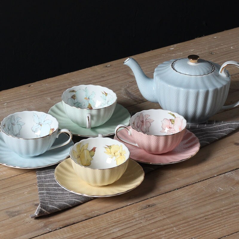 Europæisk luksus bone china kaffesæt blomst topkvalitet porcelæn kaffekop og underkop perle glasur j