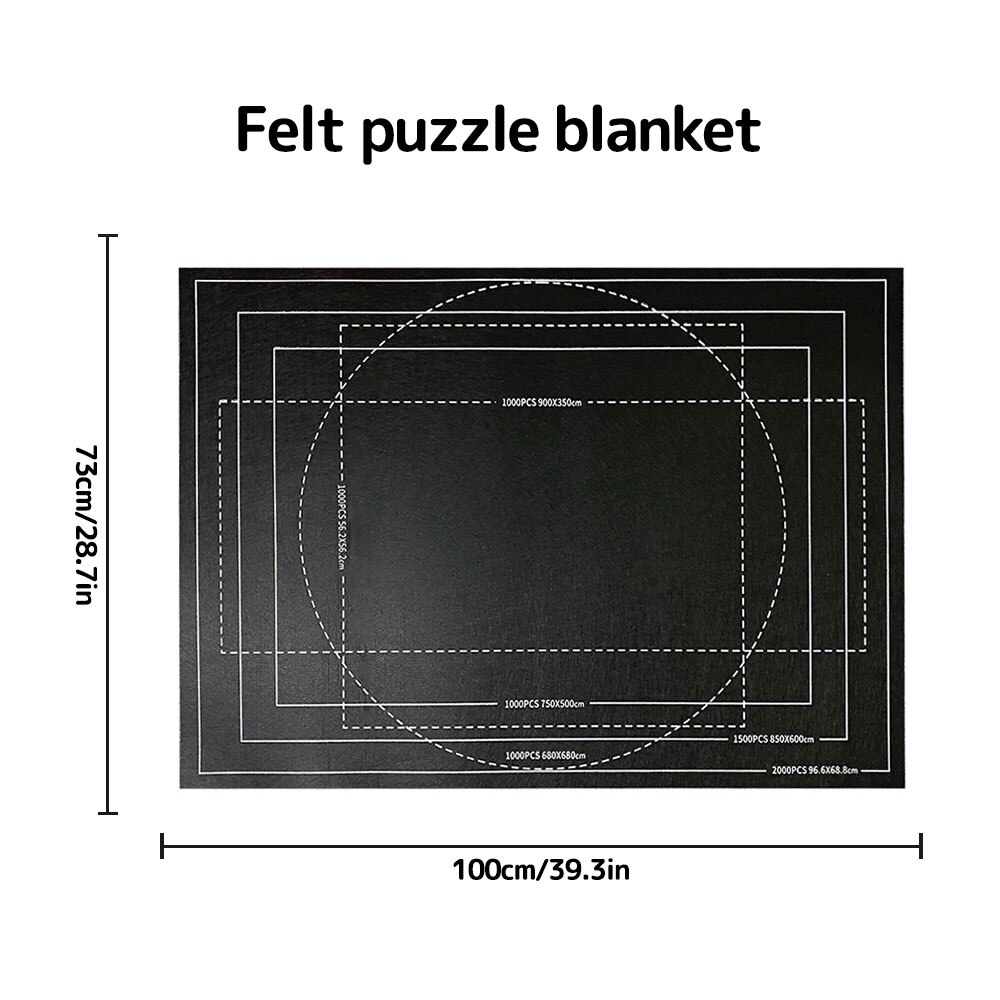 100X73Cm Puzzels Pad Jigsaw Roll Voelde Mat Playmat Puzzels Deken Voor Tot 2000 Stuks Opslag Puzzel rolle Matte Teppich Matte: Black