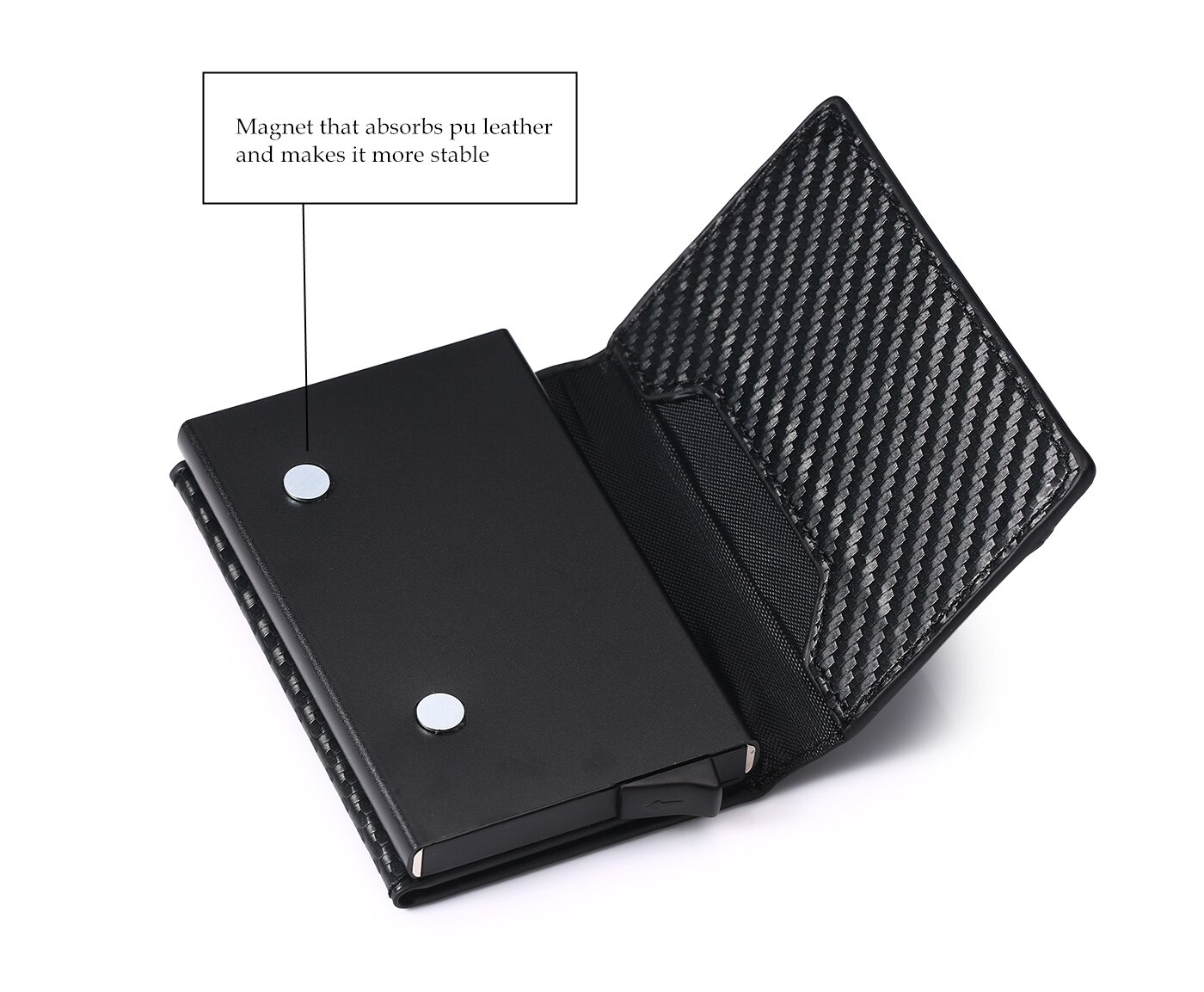 Bisi goro nova carteira rfid 2019, caixa de alumínio antifurto, porta-cartão, couro sintético, porta-moedas, fibra de carbono