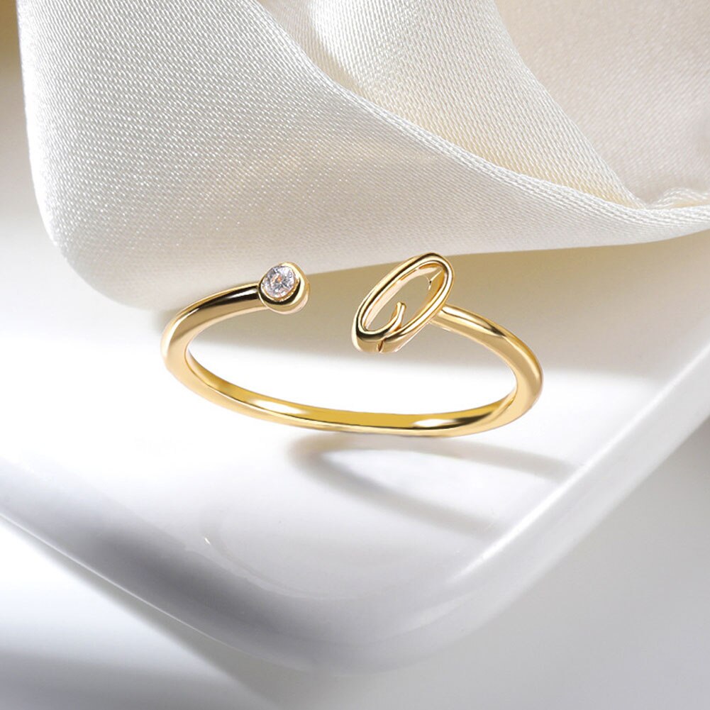 Stainless Steel A-J 10 Letters Rings For Women Tin... – Grandado