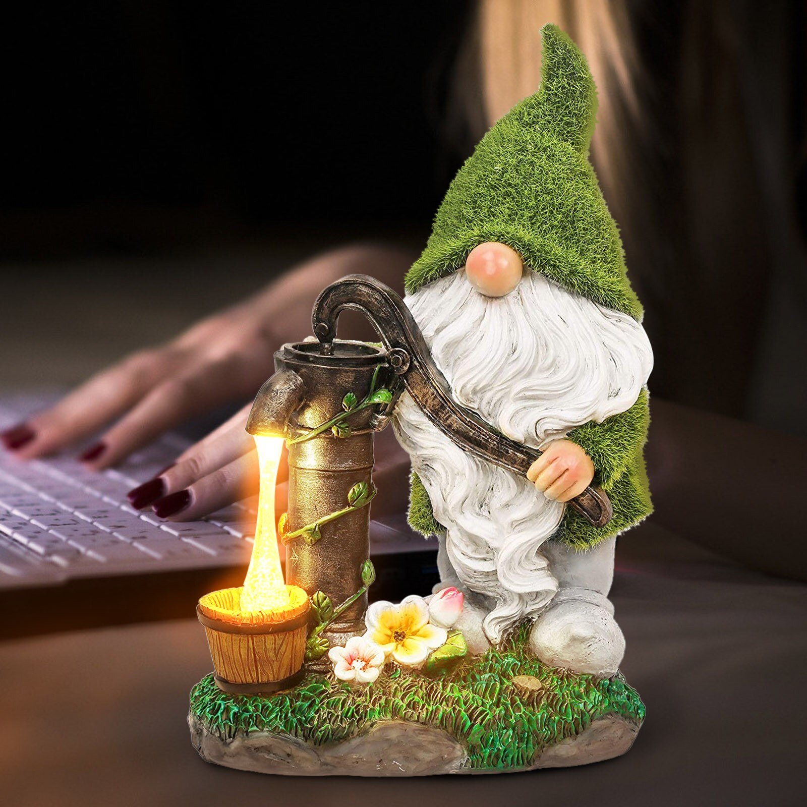 1Pcs Wizard Solar Tuinbeelden Outdoor Decor Stroomden Gnome Met Solar Lantaarn Beeldje Dwergen Jardim Tuin Ornament Decor Tool