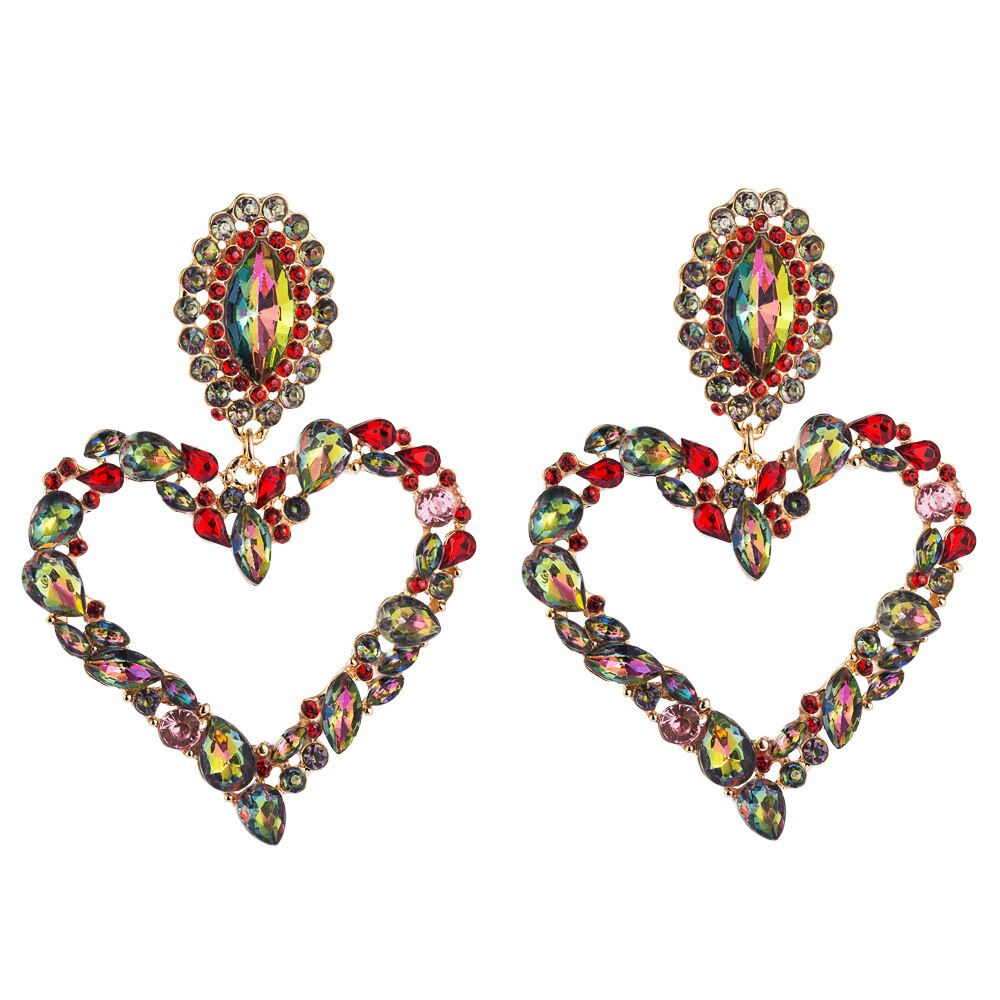 Zadrop øreringe smykker øreringe klassiske dame store mærke øreringe barokke hjerte øreringe indlagt med vanddråbe farve rhinestone: I3317- røde