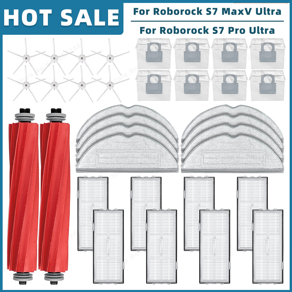 Accesorios para Roborock S7 Max Ultra / S7 MaxV Ultra / S7 Pro Ultra, piezas de repuesto, cepillo lateral principal, filtro, mopa, bolsa de polvo: Gris oscuro