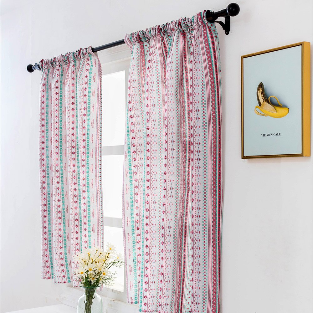 Poliestere Mantovana Tende per la telecamera Da Letto Striscia Colorata semi-oscuramento Tenda Della Finestra Mantovane Tende Brevi Finestra Copre 100*130CM