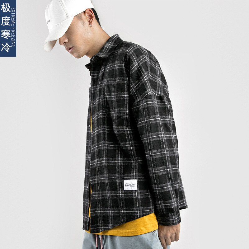 Herfst Check Lange Mouwen Harajuku Overhemd Japans... – Vicedeal
