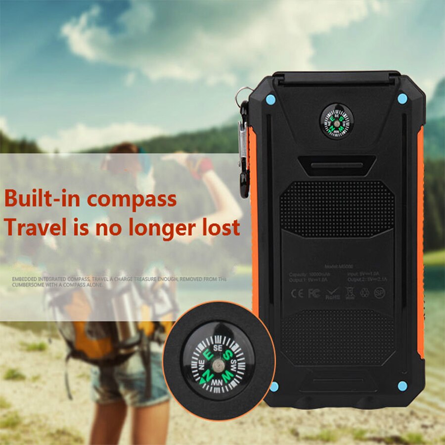 Solar powerbank echt 20000 mah dubbele usb externe waterdichte polymeer oplader buitenlamp power ferisi