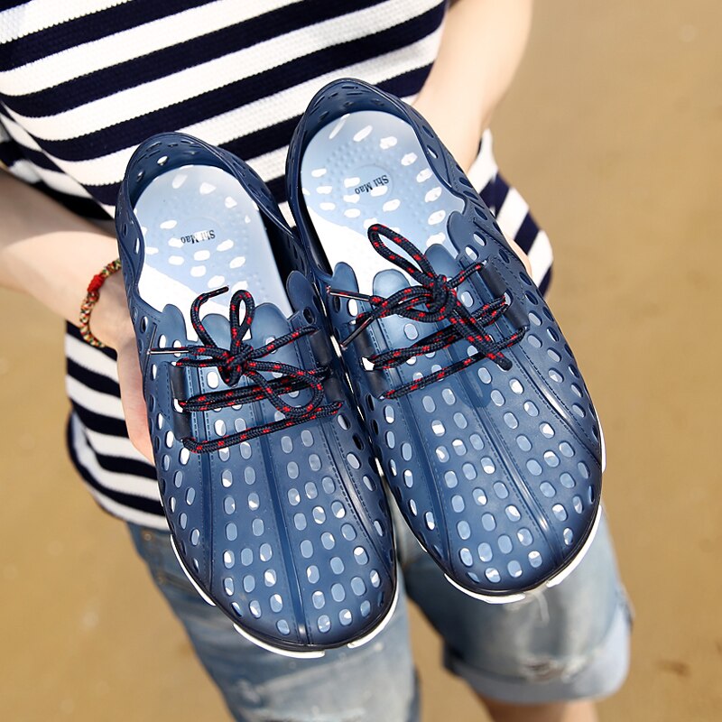 Männer Strand Sandalen Sommer Atmungsaktive Gelee Hausschuhe lässig Komfortable Gummi Strand Männer Sandalen draussen Dicke Sohle Schuhe