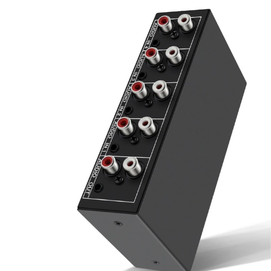 RCA AUX Äänenvaihtaja 4 in 1 - Passiivinen Stereo Äänenvaihtaja Box 3.5mm