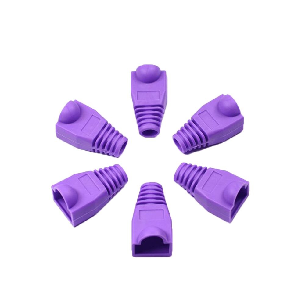 20pc RJ-45 Adapter Cap for 0.6mm Ethernet Network Cable Connector Plugs RJ45 Cat5 CAT6 Cover Cap Socket Boots Cap Head: purple