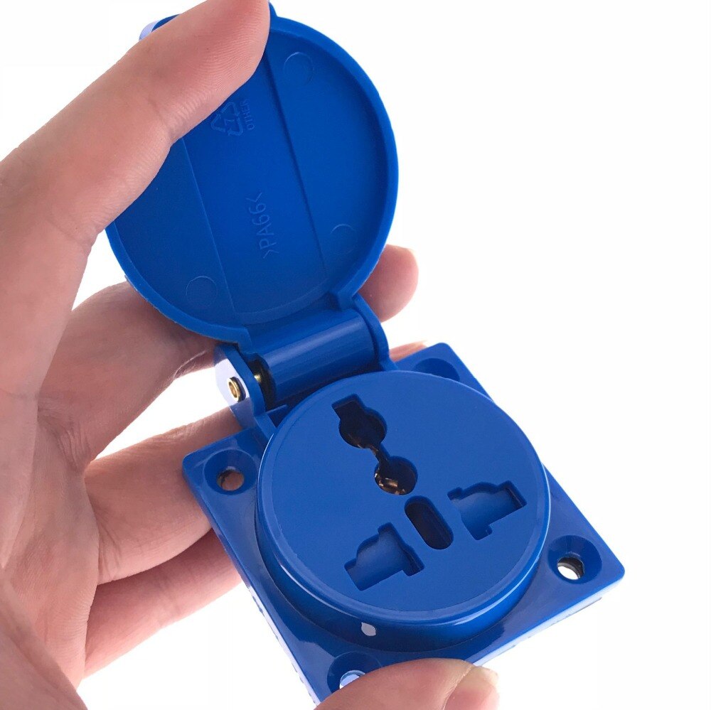 EU US AU UK Universal Waterproof Industrial Socket 10A 250V IP44 AC Power Power Connector Plug Electrical Wall Socket With cover