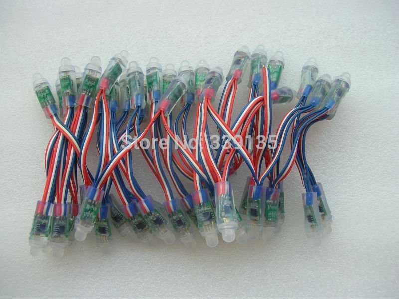 DC12V 12mm WS2811 led pixel module string light, full color led module; Round shape, 50pcs/string, Waterproof IP68, DC12V input