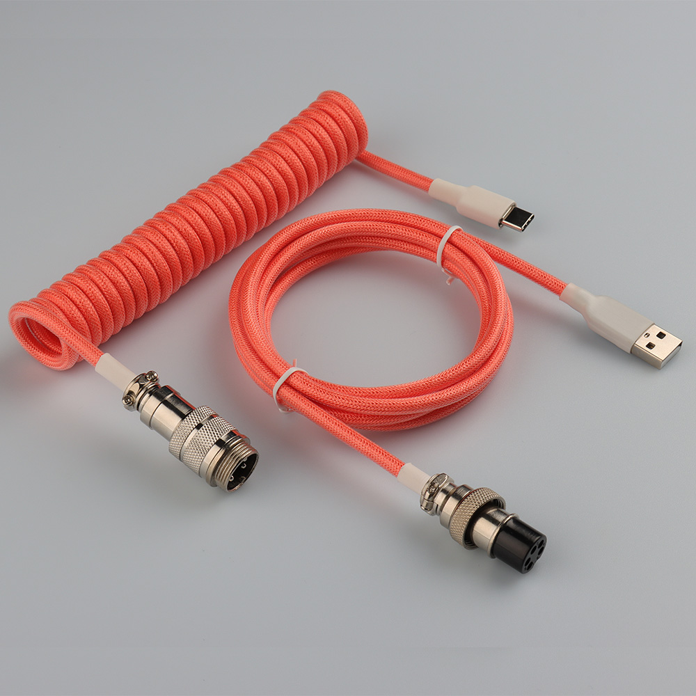 Conector de aviador de Metal LANO, 8 colores, GX16 USB a teclado Tpye C, Cable en espiral, accesorios de escritorio para PC, conector para accesorios de Pc: Naranja
