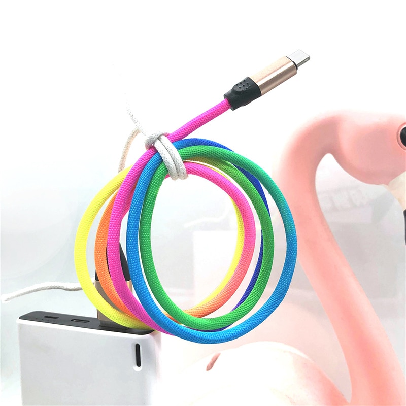 Data Rainbow Color USB Type C Cable for Samsung S9 S8 Plus Fast Charge for Huawei P30 Pro Xiaomi Redmi Note7 Charging Cord Cable