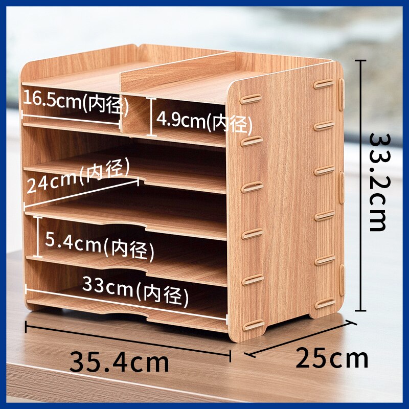 Étagère de rangement de bureau multifonctionnelle, en bois , papeterie de bureau, classeur de données, organisateur simple à plusieurs niveaux
