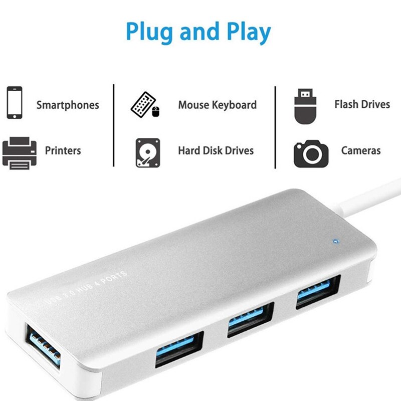 4 Port USB 3.0 Splitter Extender Mobile Phone Laptop External Cable Multi USB HUB for PC Computer