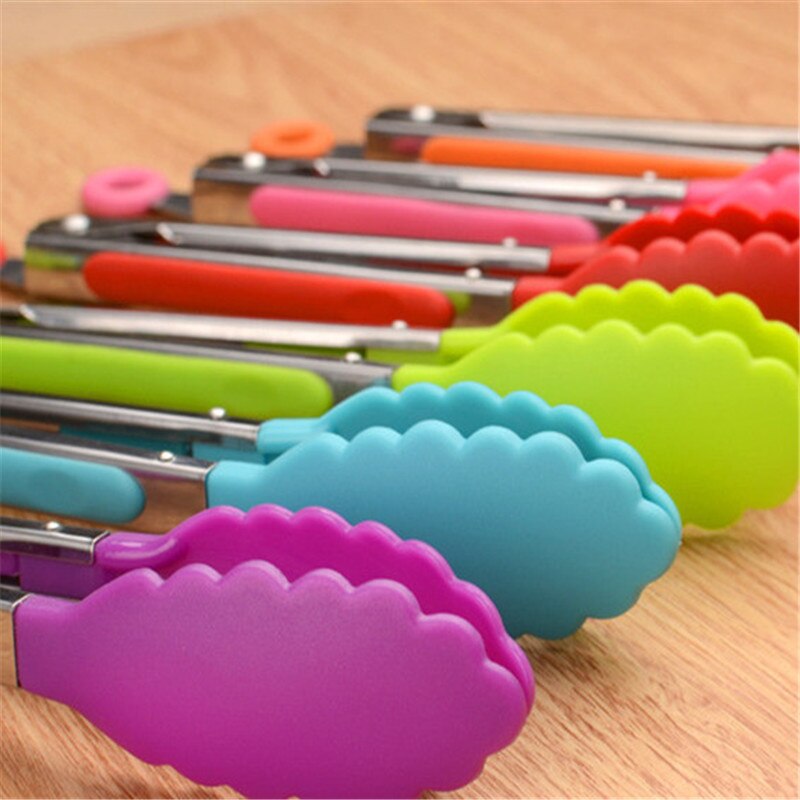 Stainless steel Toogs Silicone Kitchen Tongs BBQ Clip Salad Bread Cooking Food Serving Tongs Restaurant Food Folder Kitchen Tool