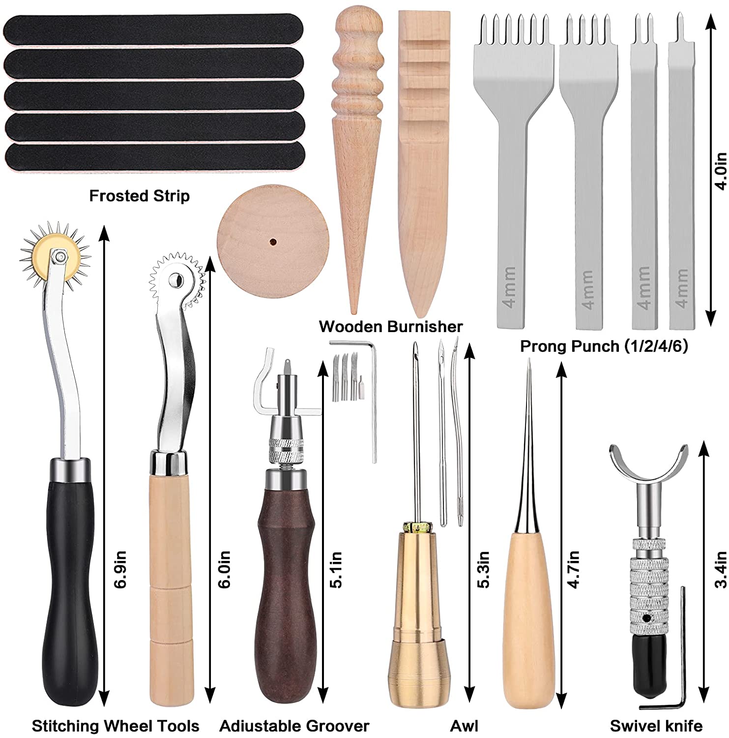 Outils de travail du cuir, poinçon biseauté, cordes de cire, aiguilles pour couture, poinçonnage, coupe, couture, fabrication artisanale du cuir