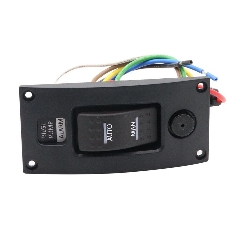 S4123 12-24V Bilge Pump Switch Alarm Waterproof Ship Deck Cleaning Control Panel for Boat Bilge Pumps (Black)