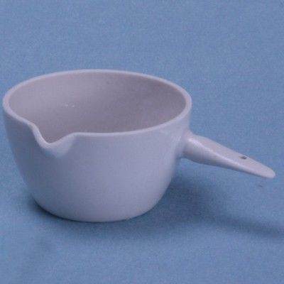 Plato de evaporación de cerámica de 70 ml, base redonda con mango para laboratorio de química