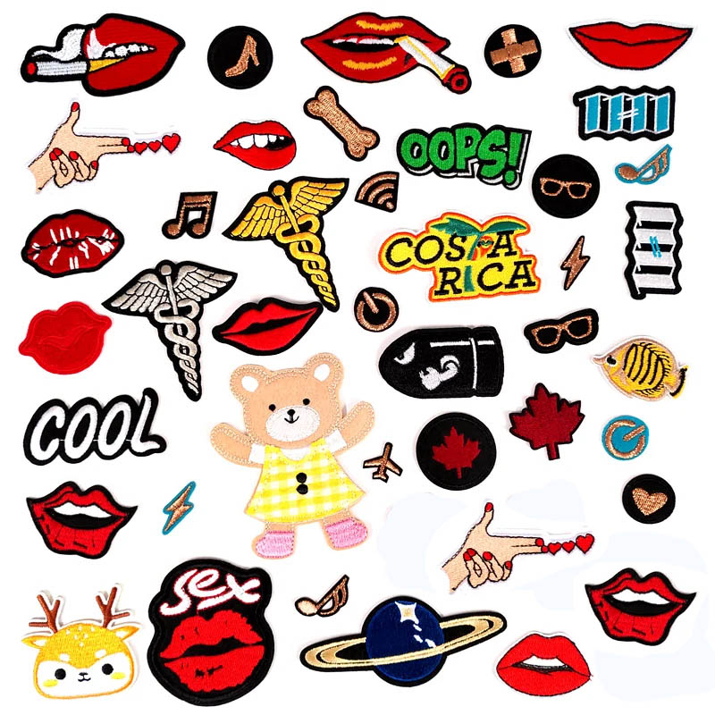 Lippen Kus Cool Patches Borduren Voor T-shirt Opstrijkbare Applicaties Kleding Jeans Stickers Badges OOPS