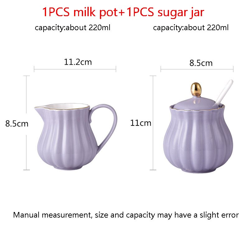 2 st / parti 200ml kort keramiskt porslinshandtag mjölkkruka med sockerburk kit kontors trädgård eftermiddagste tekanna hem drinkware: C