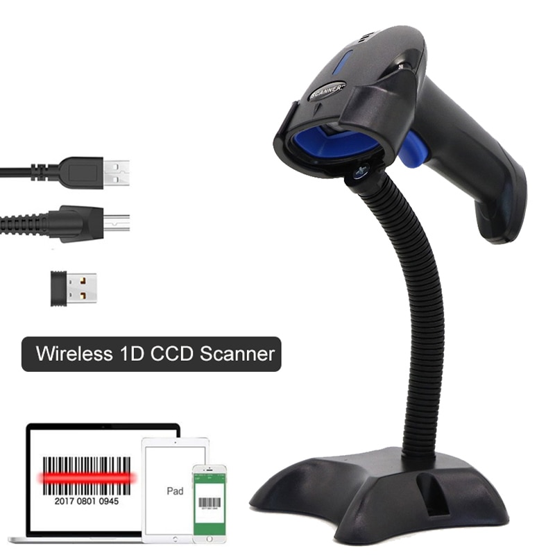 1Pc Handheld Wired 1D CCD Barcode Scanner POS 2D Bar Code Scanning Red Light Reader With USB Cable