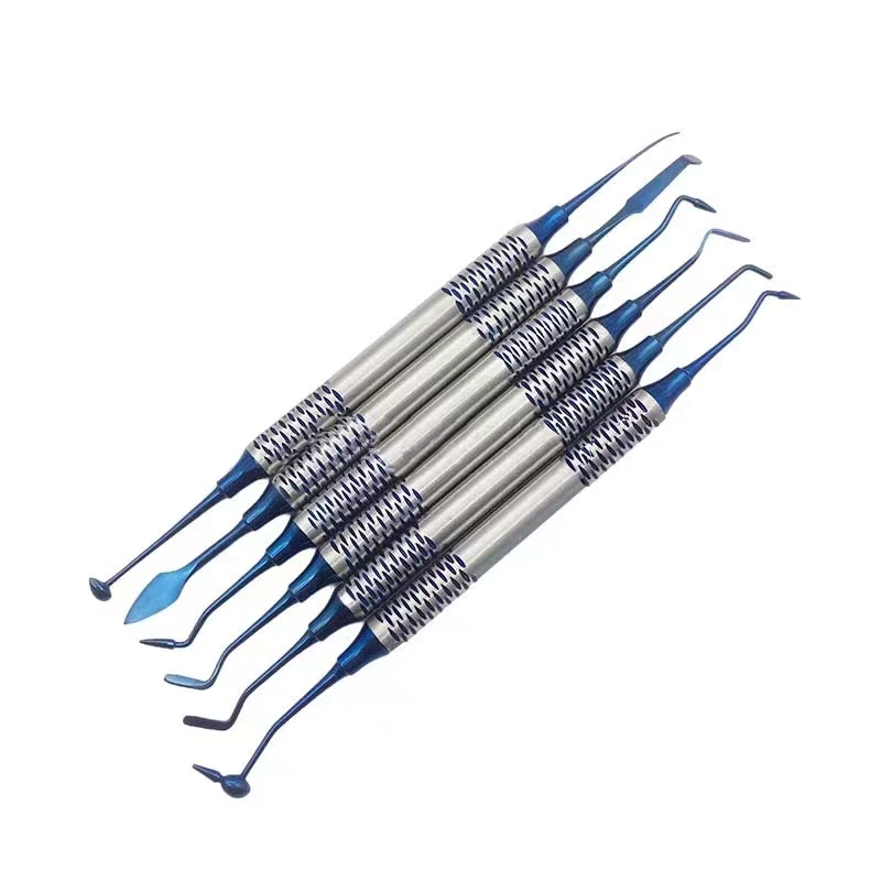 6 teile/satz Zahnkopf Harz Füllstoff Set Dental Composite Harz Füllung Spatel Titan plattiert Griff: 4