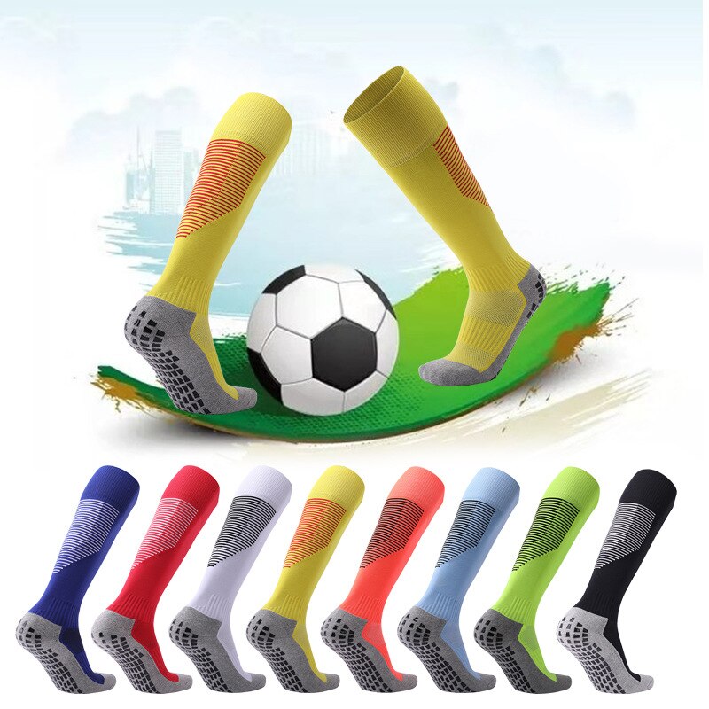 Sweat-Absorbent Wear-Resistant Men&#39;s Soccer Socks Towel Bottom Thickened Football Stocking Over Knee Long Tube Calcetines Hombre