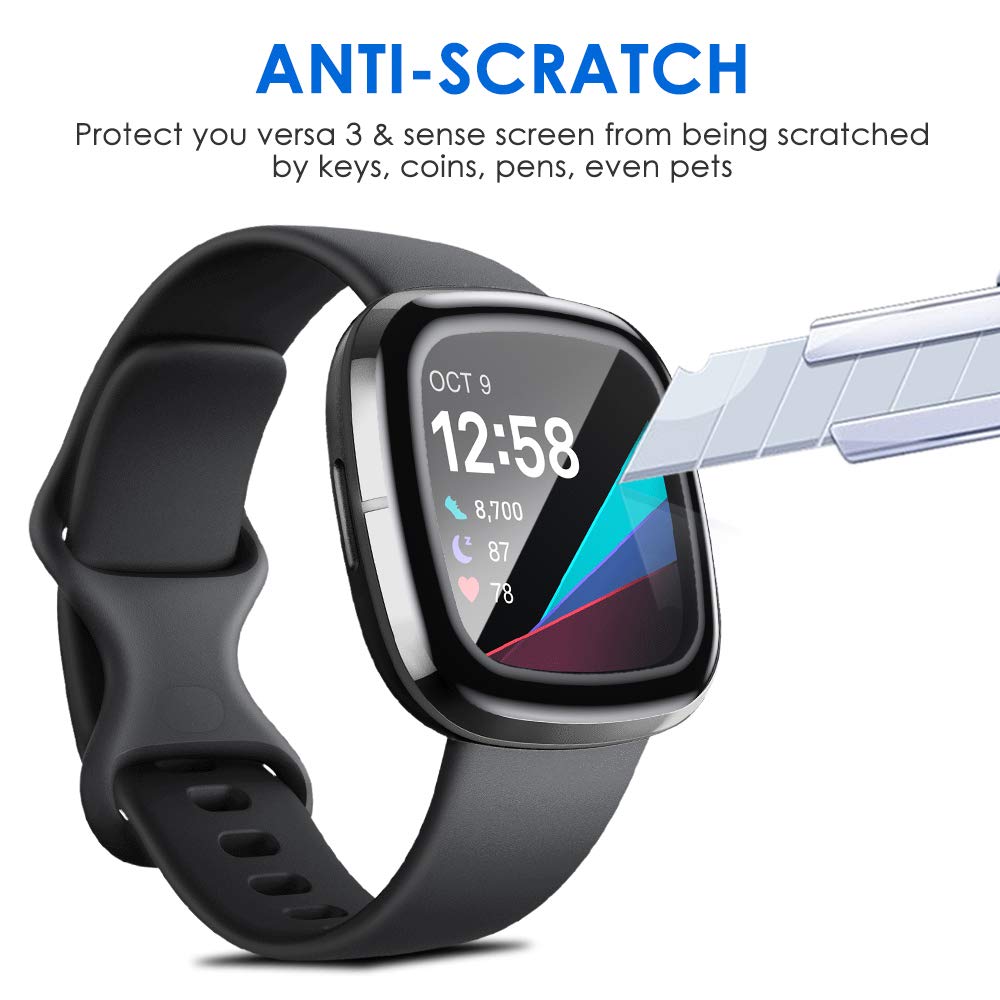 20D miękka folia ochronna do Fitbit Versa 2 3 Sense lite inteligentny zegarek zakrzywiony ekran pełnoekranowy akcesoria ochronne (nie szkło)