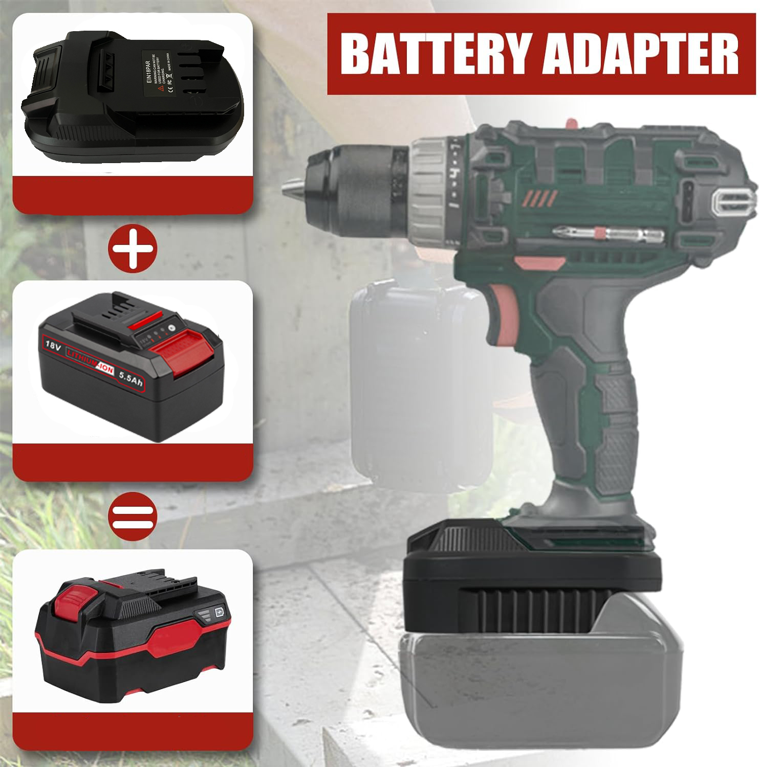 Adaptador de bateria para einhell 18v conversor de bateria de íon-lítio para parkside 20v bateria de íon-lítio ferramentas elétricas eiin18par