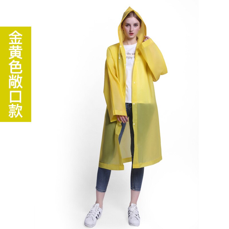 Men Women Unisex Transparent Waterproof Jacket EVA Hooded Adult Raincoat Plastic Reusable Rain Coat Poncho Rainwear: Yellow