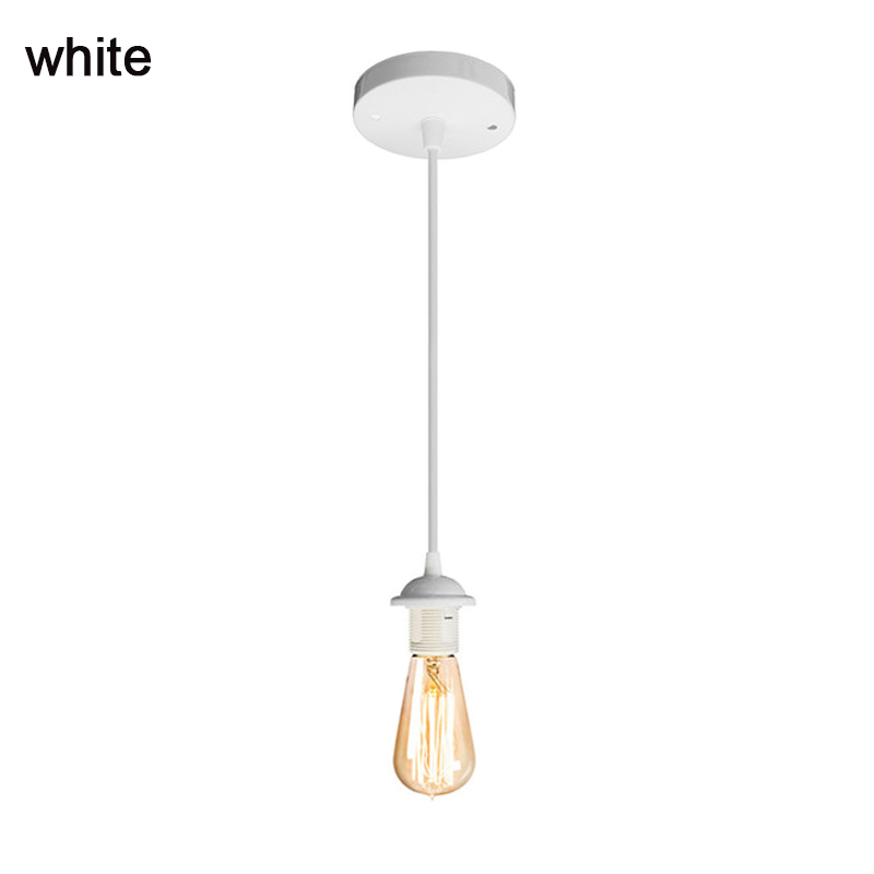 Portalámparas de luces colgantes Vintage, portalámparas E26, E27, con dientes completos, 110V, 220V, Base de lámpara de ajuste de tornillo, Retro, Bullb, Edison, 2M: Negro