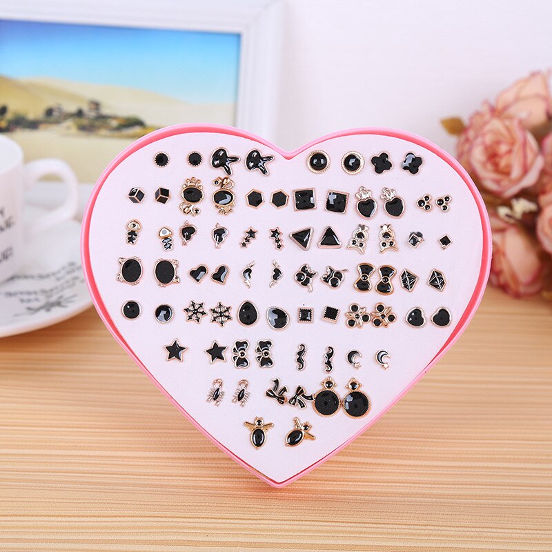 36 Pairs/Set Plastic Antiallergic Ear Studs Set Resin Flower Mix Cartoon Earrings for Women Girls Jewelry Accessories: C