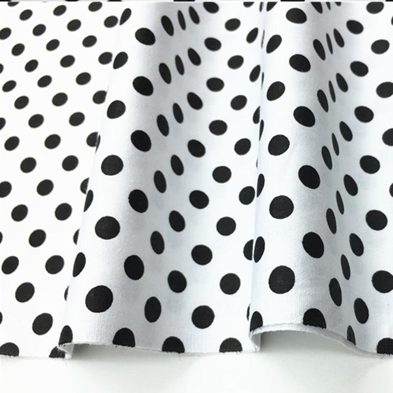 100% cotton twill textile black gray stars black white polka dot 0.8cm fabrics for DIY bedding handwork quilting patchwork craft: white dots / 150X160CM