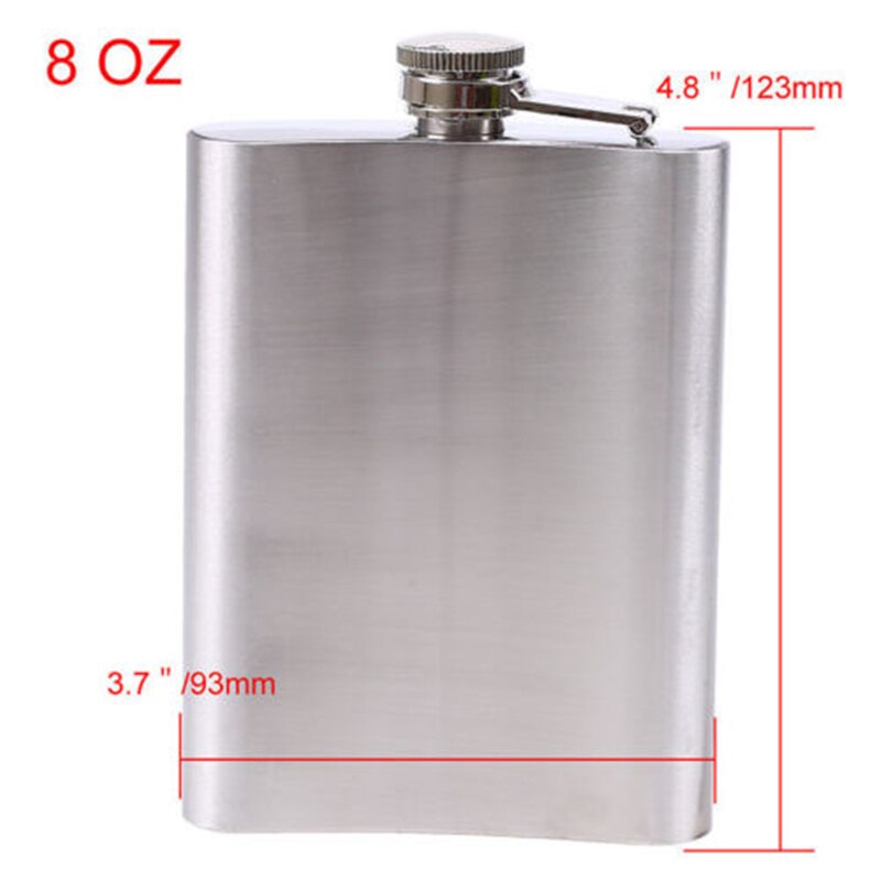 Hip Flasks Stainless Steel Hip Flask Liquor Whiskey Alcohol Pocket Wine Bottle 7 8 10 oz: 8OZ