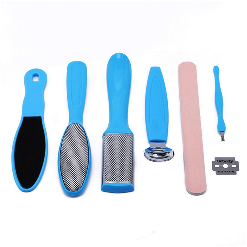 8 uds, Lima de pie, Set muerto, removedor de piel de Cal dura, raspador rallador para pedicura, herramientas, empujador de cutícula portátil, herramienta de cuidado de pies y uñas