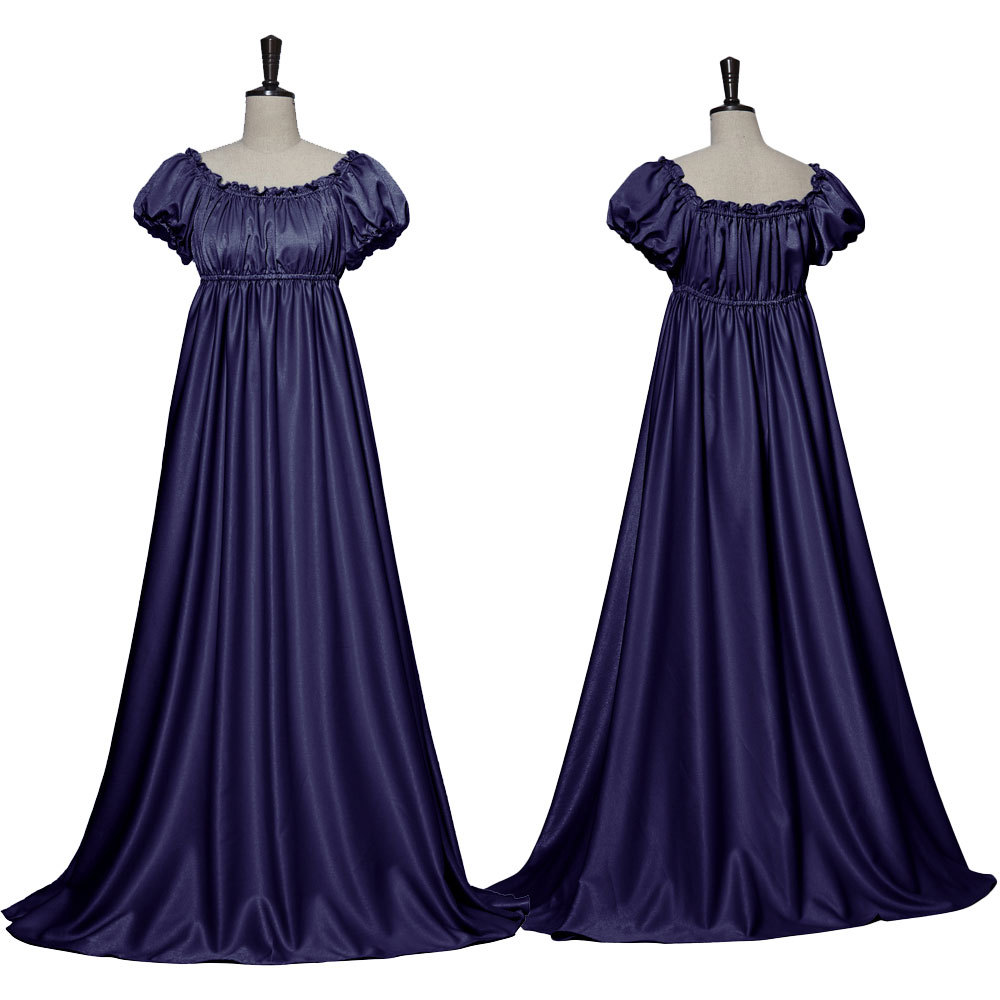 Medieval Dress Women Dress Sexy Off Shoulder Renaissance Victorian Regency Dress Costume Wench Retro Gown Halloween For Women: M / Blue