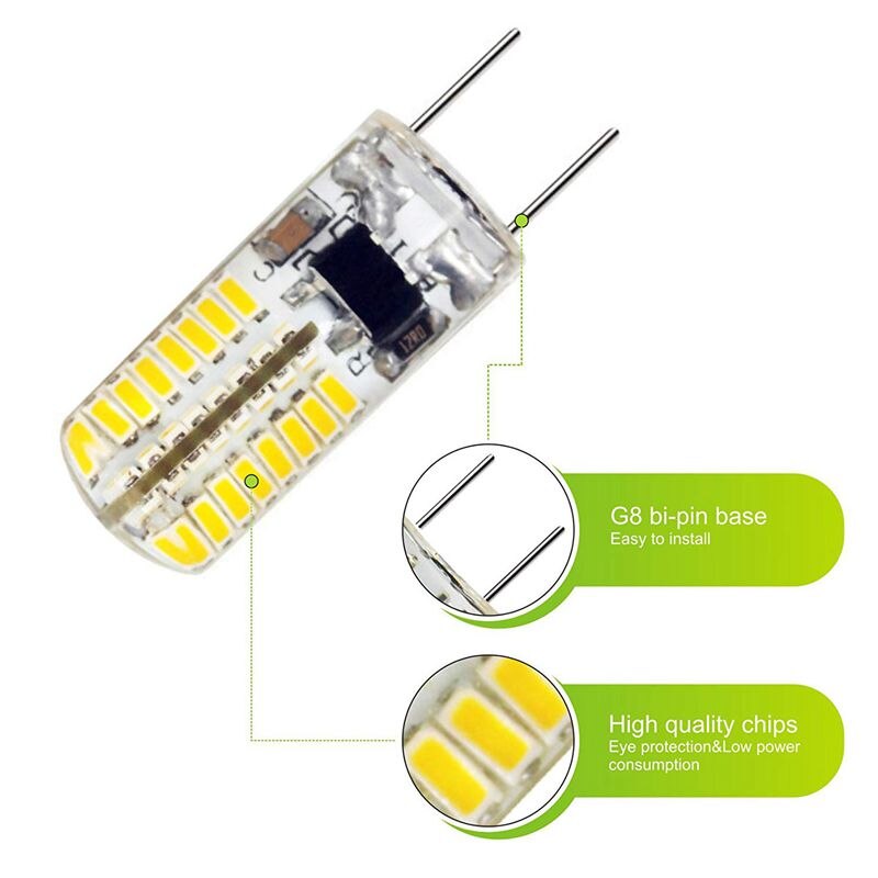 G8 LED Bulbs, Dimmable 110V 3W Warm White 3000K, 64 X 3014 SMD Energy Saving Light Bulbs (20W Halogen G8 Led Bulb Equivalent) fo
