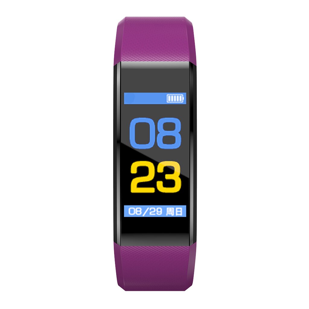Smart Bracelet Fitness Watch Band Smart Blood Pressure Bracelet Tracker Heart Rate PK MiBand Smartband message push: Purple 43x18x12mm