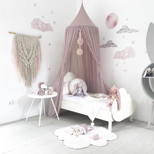 Prinsesse baby myggenet seng børn baldakin sengetæppe gardin sengetøj dekor hængt kuppel krybbe net: Lilla