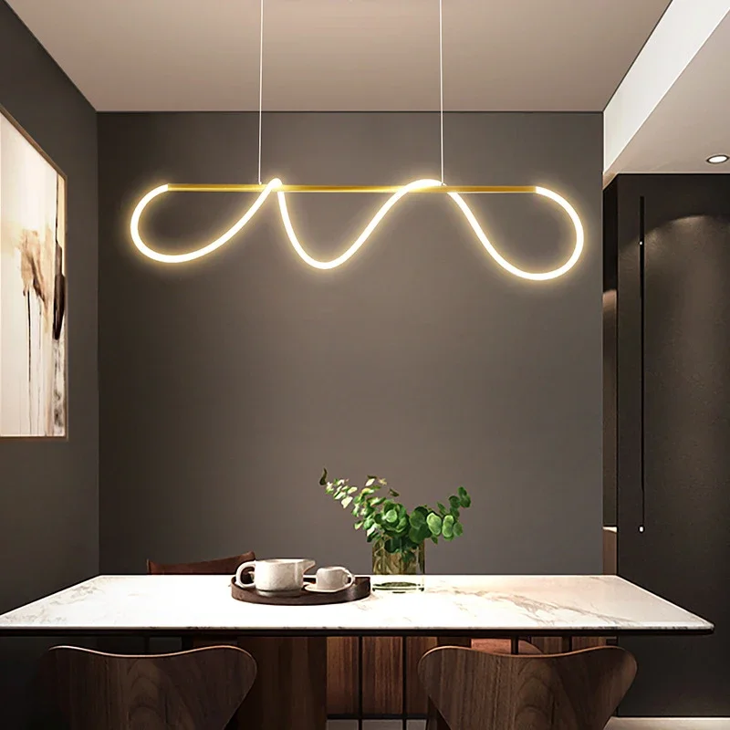 Moderne ledet-taklysekrone med lang slange til bord, spisestue, kjøkken, hengende 100cm- pyntet lampe til hjemmedekorasjon