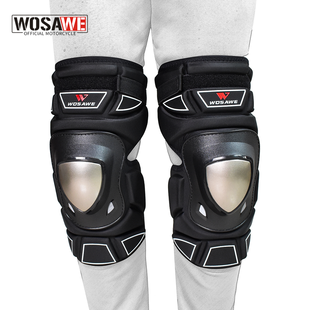 WOSAWE motorfiets kniebescherming roestvrij staal moto elleboog kniebeschermers motorcross race beschermende uitrusting beschermer bewakers kits