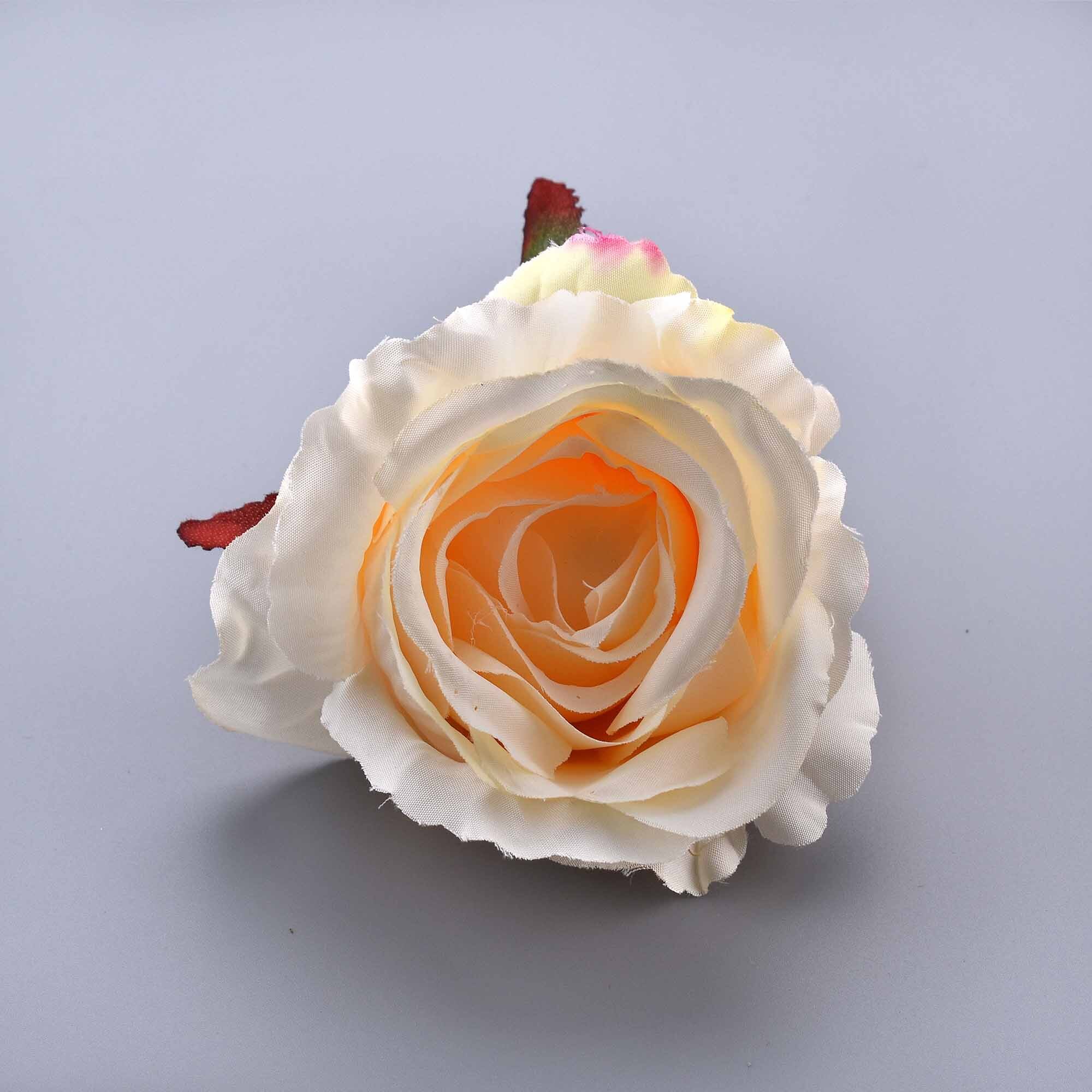 30 stk silkeblomstrende lyserøde hvide roser kunstigt blomsterhoved til bryllupsdekoration gør-det-selv-krans scrapbog stor håndværksblomst: Lysegul