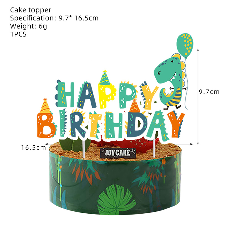 Cute Cartoon Dinosaur Cake Topper Dino Roar One 1st Birthday Dinosaur Cake Decor Jungle Safari Kids Jurassic World Supplies