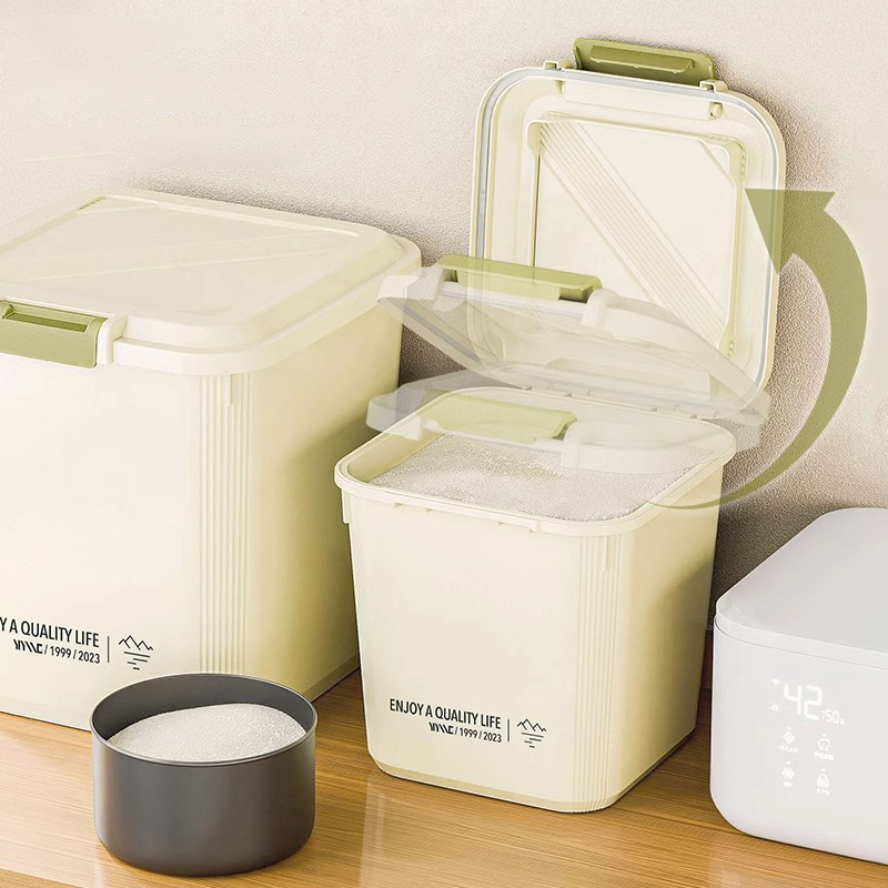 10/20/30KG Rice Container Rice Storage Box Sealed Cereal Dispenser With Buckle Insect Proof Pet Food Container Kitchen Organizer