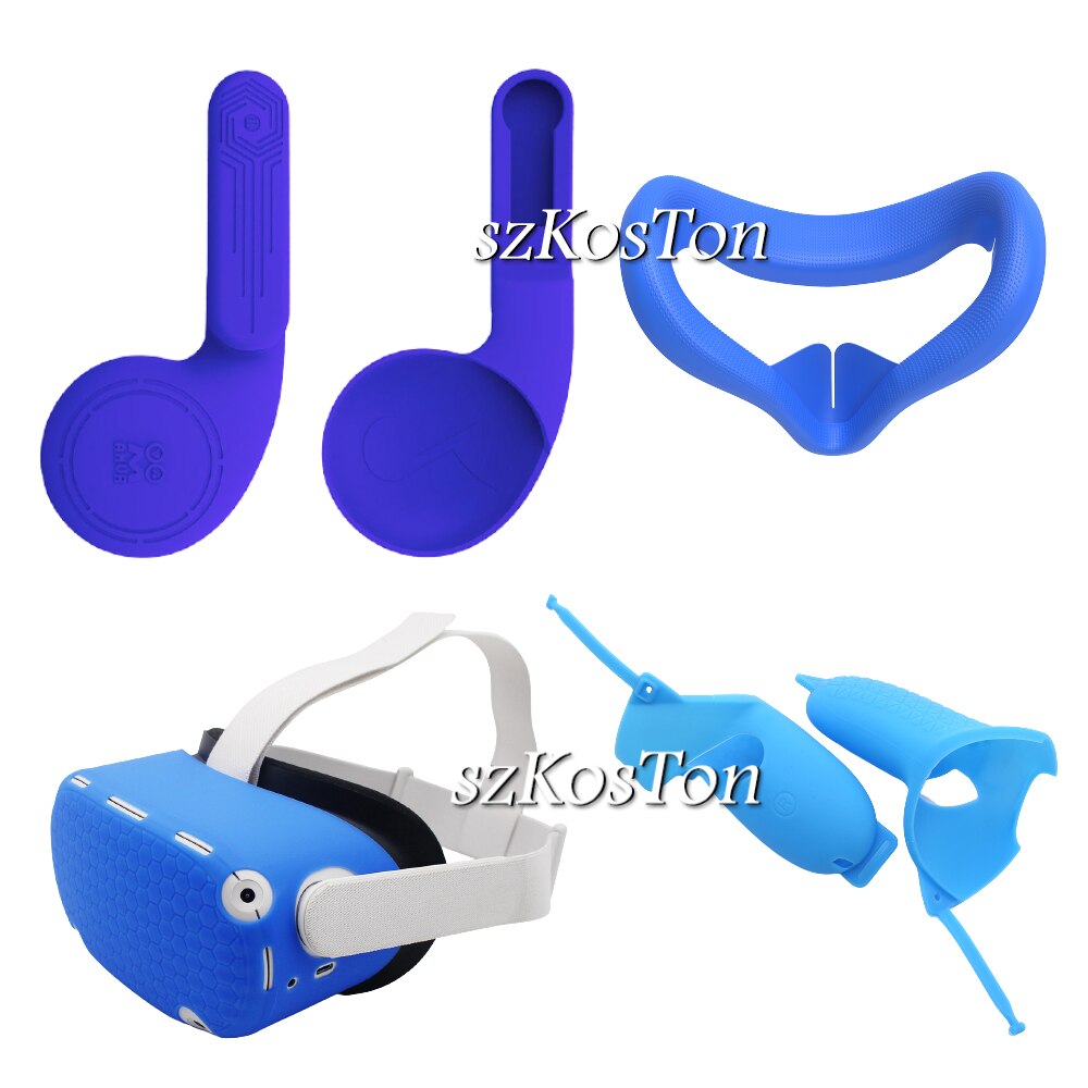 Orejeras de silicona para auriculares Oculus Quest 2 VR, solución de sonido mejorada para Oculus Quest 2, accesorios, orejeras con reducción de ruido: Blue 4 Kits