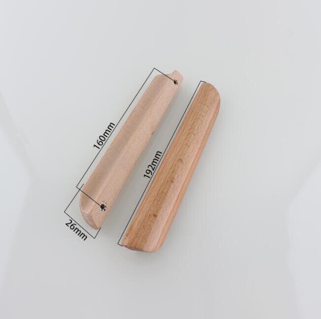2 Pcs/lot Kitchen Cabinet Furniture Wardrobe Handles Natural Solid Wood Knobs and Handle Dresser Drawer Door Pulls Hardware: 160mm